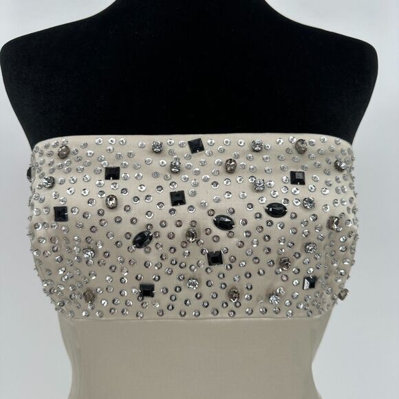 Tahari Womens Strapless Cocktail Dress Size 6 Rhinestones Sequins Party Glam - Picture 5 of 12